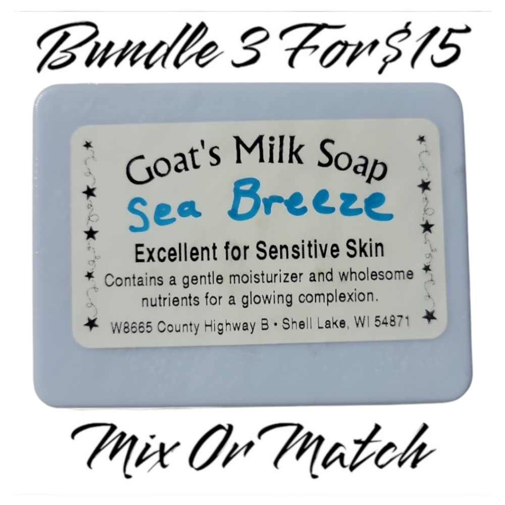 Home-made Amish Goat's Milk Soap Bar "Sea Breeze" Borntregers